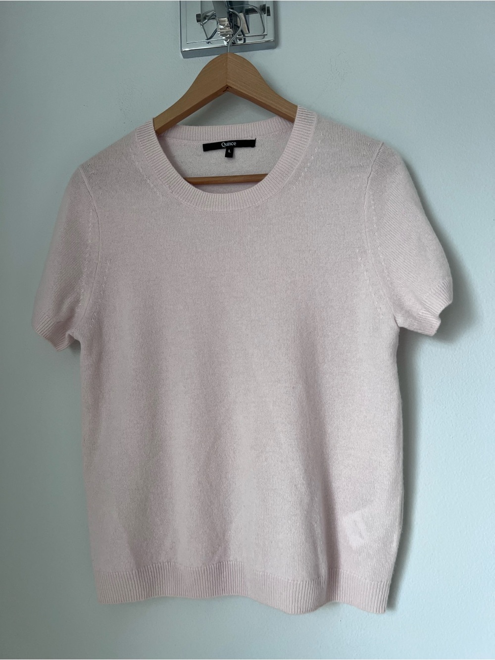 Quince Pale Pink Crewneck Short Sleeve Sweater